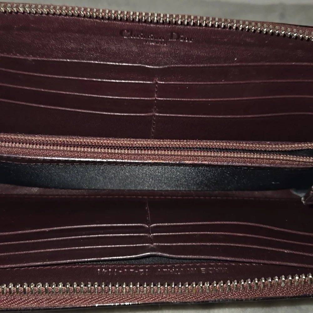 Dior Burgundy Patent Leather Embossed Wallet